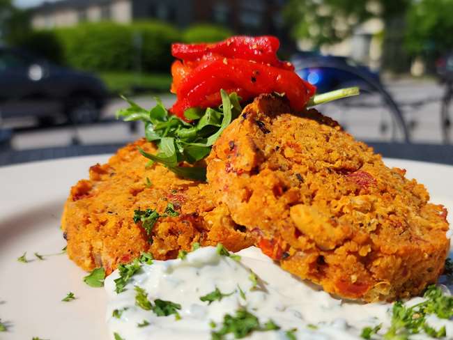 Tomato White Bean Tofu Cakes